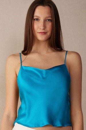 Intimissimi Silk Crop Camisole Blauw | NLXBR22483